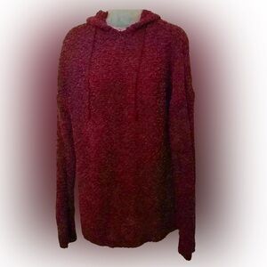 Andree by UNIT Burgandy Popcorn Hooded Tunic Sweater Size Medium